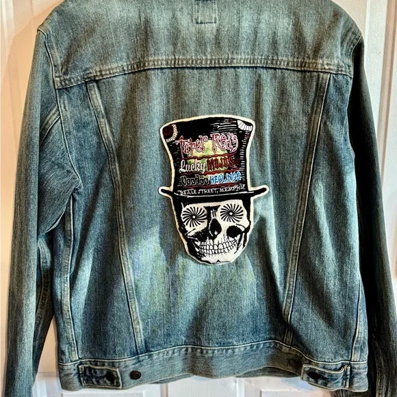 Tater Red’s Lucky Mojos embroidered; vintage custom Jean jacket size medium - Picture 5 of 6